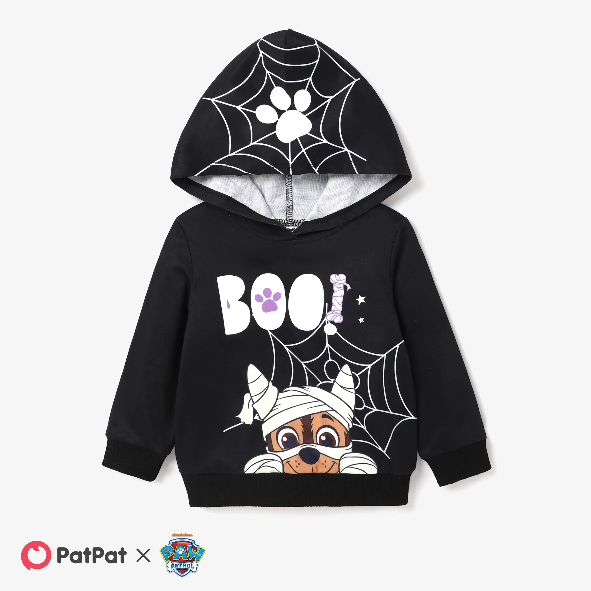 PAW Patrol Halloween Glow Toddler Girl/Boy Big Graphic Print Long-sleeve Hoodie BlackandWhite