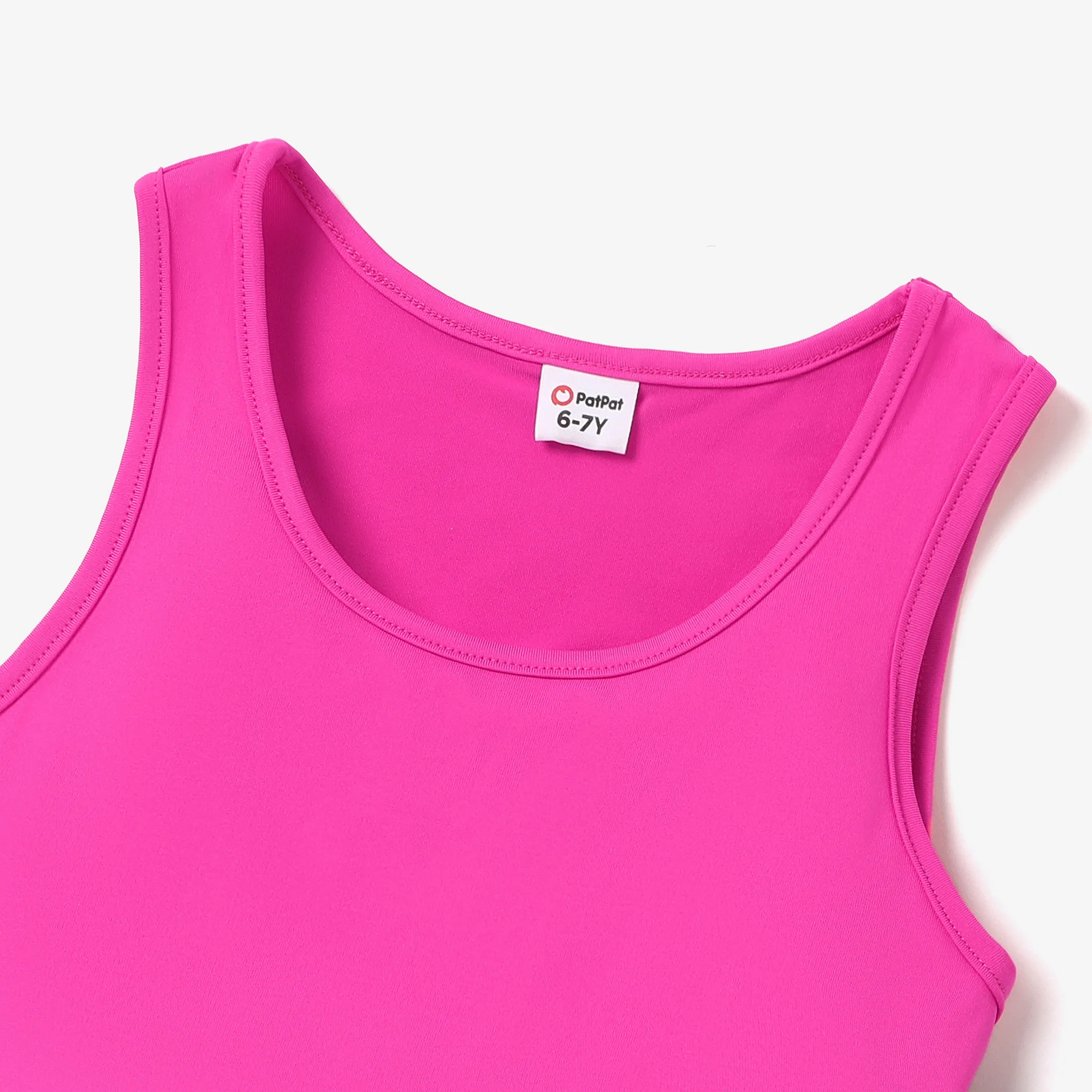 2pcs Kid Girl Solid Color Tank Top and Letter Print Shorts Sporty Set  image 3