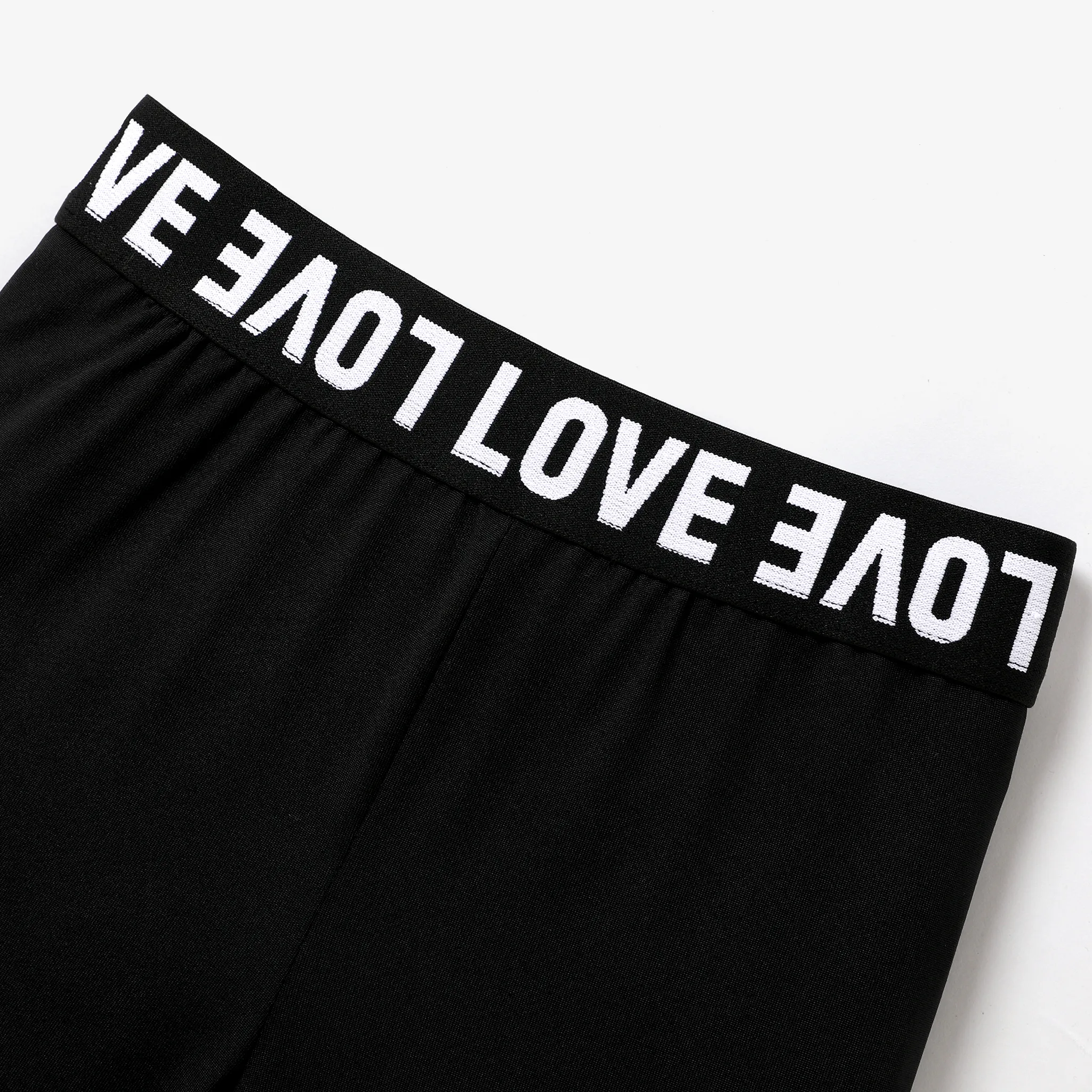 2pcs Kid Girl Solid Color Tank Top and Letter Print Shorts Sporty Set Black image 4