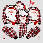 Christmas Family Matching Santa & Letter Print Red Plaid Raglan-sleeve Pajamas Sets (Flame Resistant)  image 3