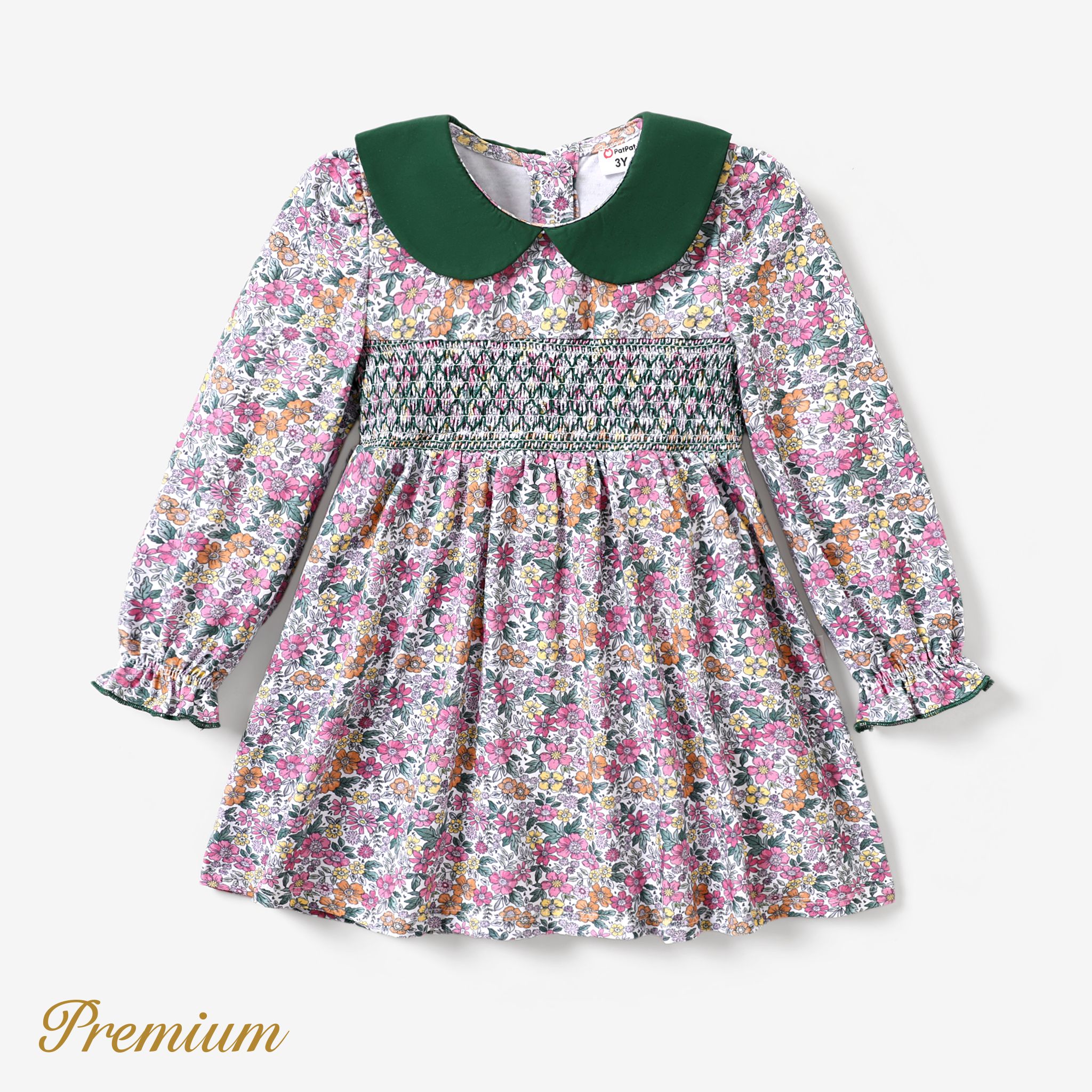 Toddler Girl Elegant Smocked Floral Dress