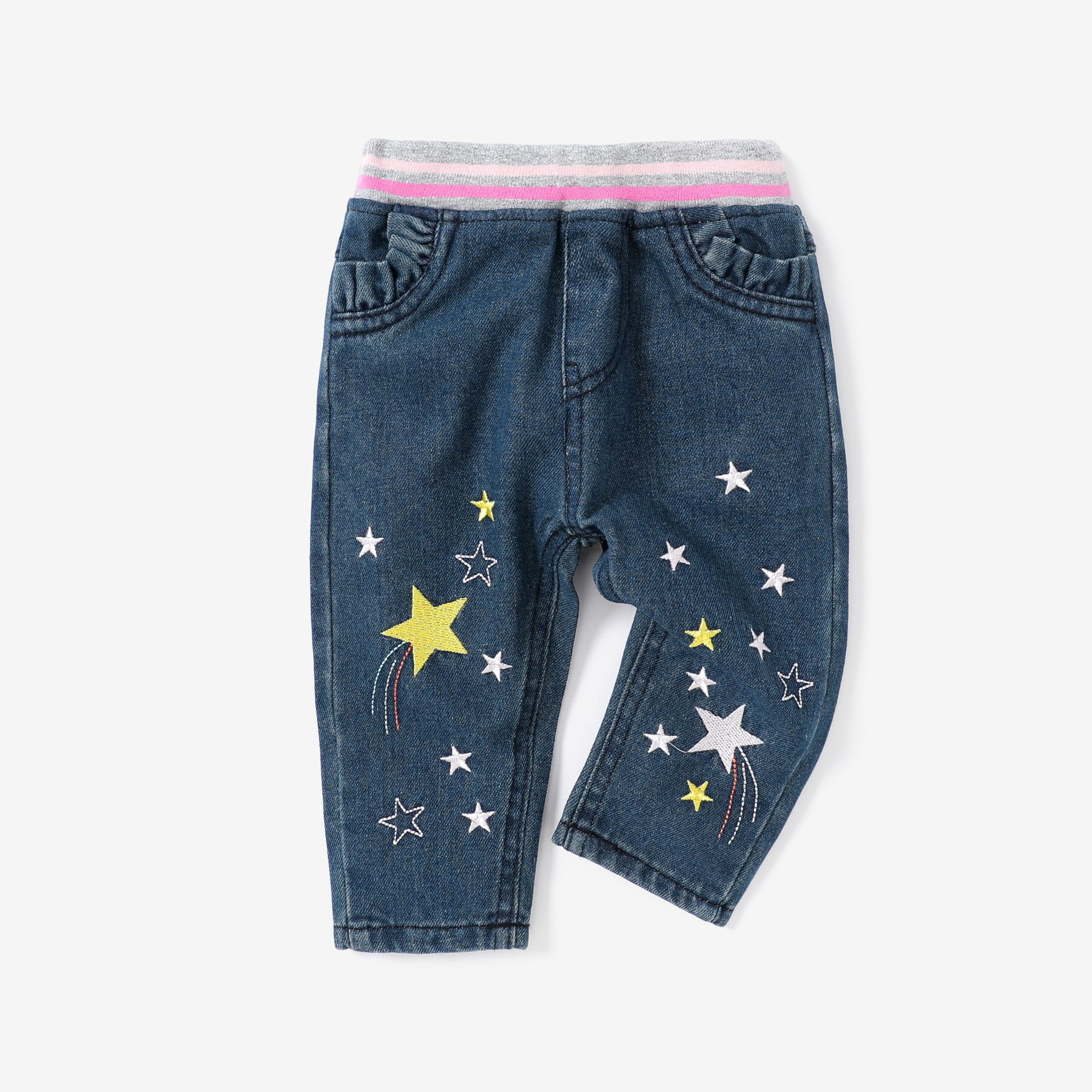Jeans En Coton Pour Bébé Fille à Motif étoiles/lune/nuages - 1 Pièce