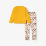 2-piece Kid Girl Floral Print Heart Pattern  Pullover Sweatshirt and Pants Set  image 2