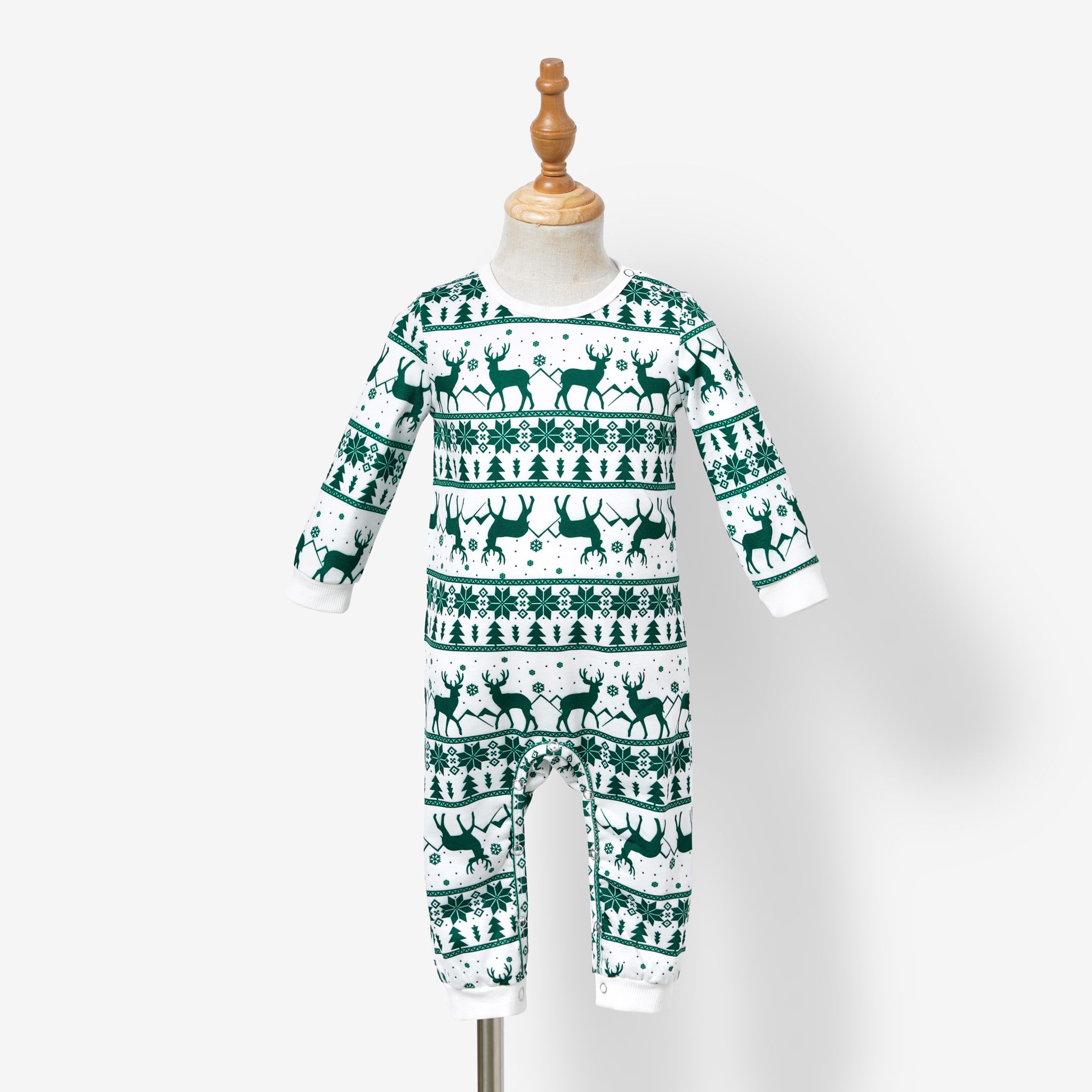 Christmas Family Matching Green Festival Theme Print Tops And Mesh Splicing Dresses Sets