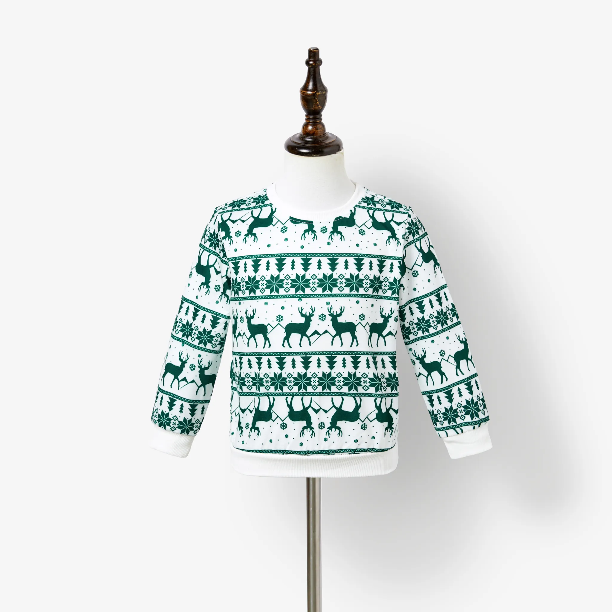 Christmas Family Matching Green Festival Theme Print Tops and Mesh Splicing Dresses Sets Green image 6