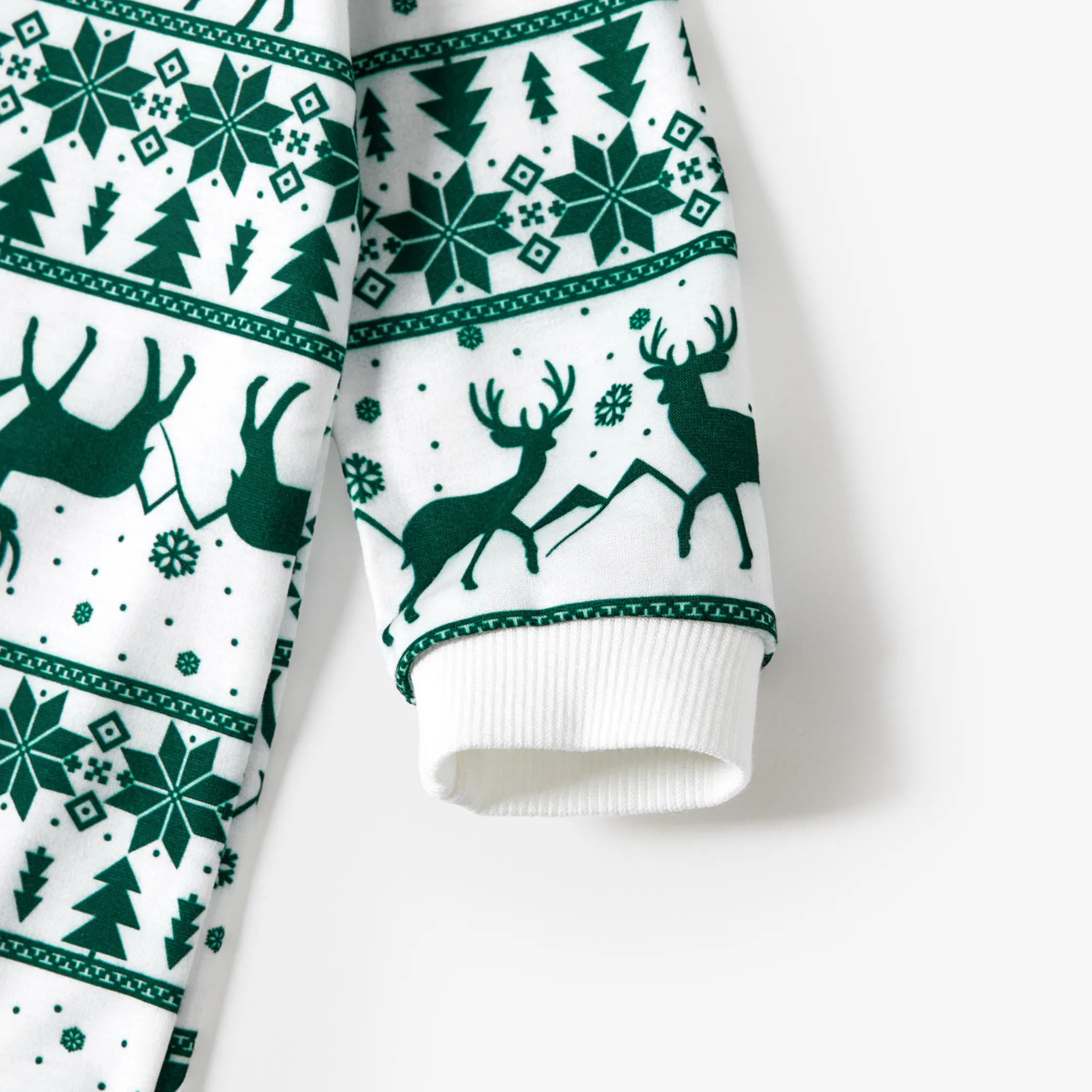Christmas Family Matching Green Festival Theme Print Tops and Mesh Splicing Dresses Sets Green image 4