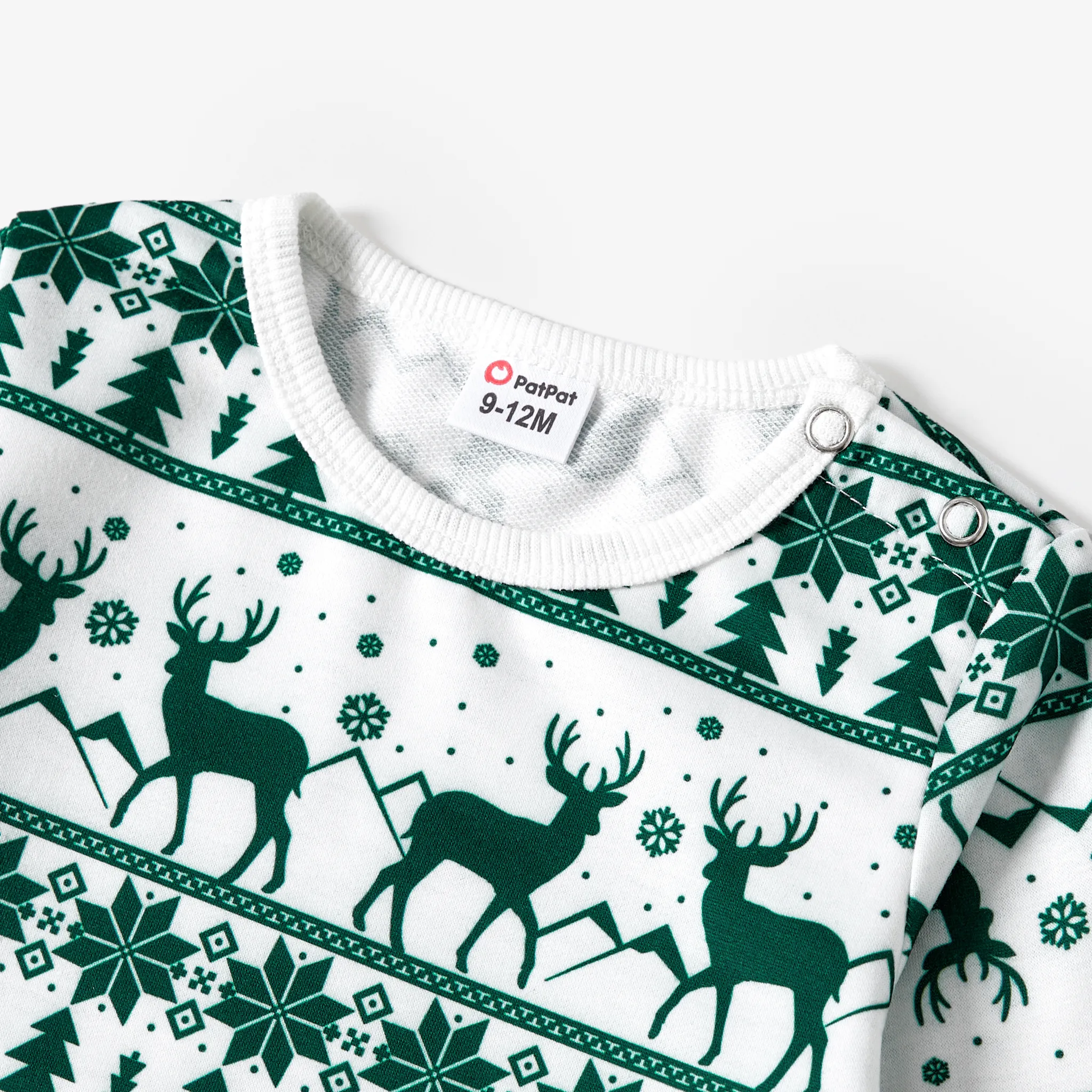 Christmas Family Matching Green Festival Theme Print Tops and Mesh Splicing Dresses Sets Green image 3
