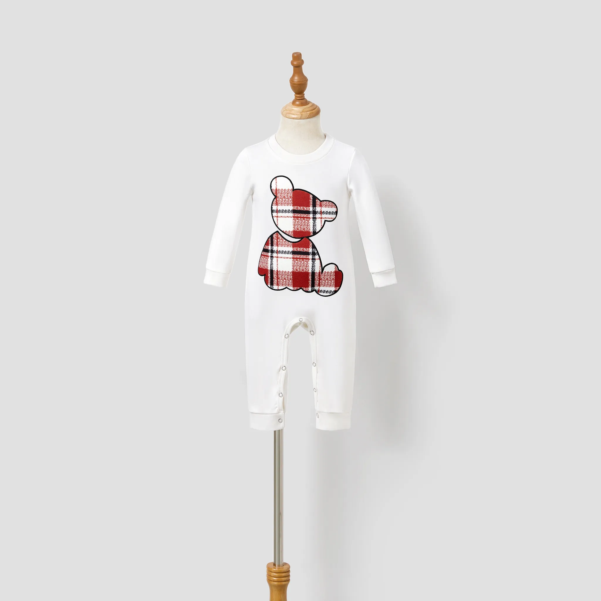 Family Matching Casual Long-sleeve Color-block Tops & Grid/Houndstooth Belted Dresses Sets   image 2