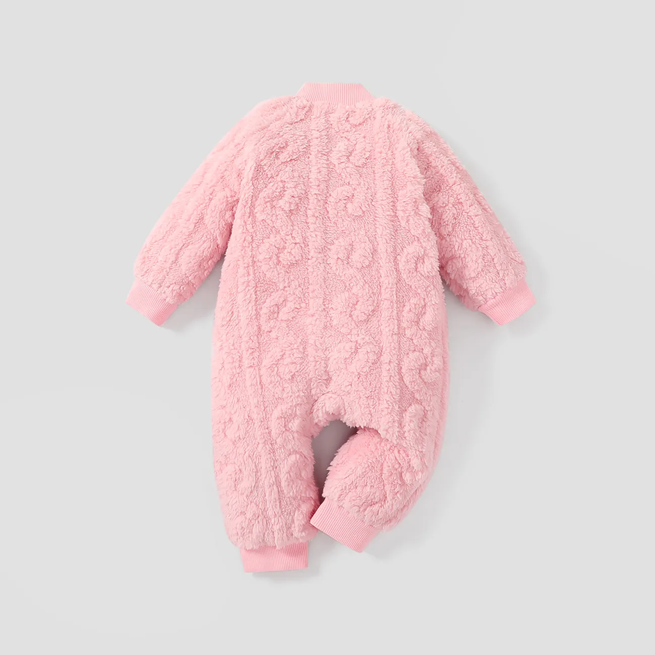 Baby Mädchen/Jungen Knopf Design Basic Einfarbiger Jumpsuit  rosa big image 1