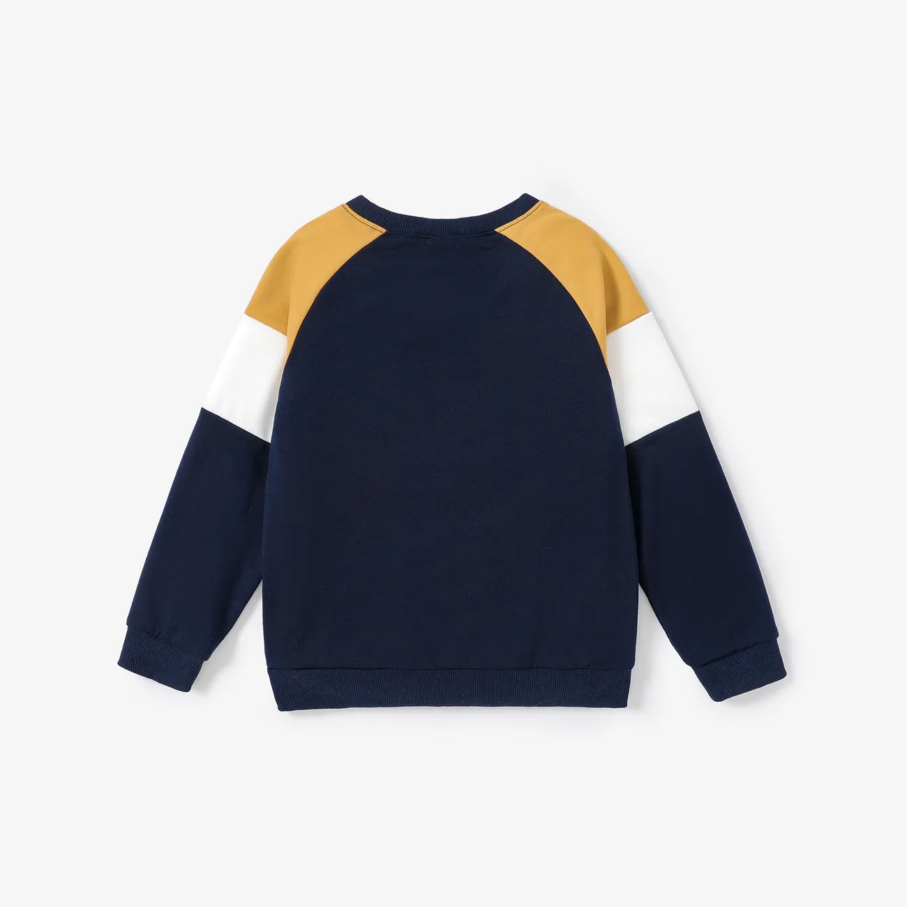 Kid Boy Solid und Stoff Stitching Sweatshirt/Schuhe/Hose tiefes Blau big image 1