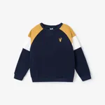 Kid Boy Solid and Fabric Stitching Sweatshirt/Shoes/Pants DeepBlue