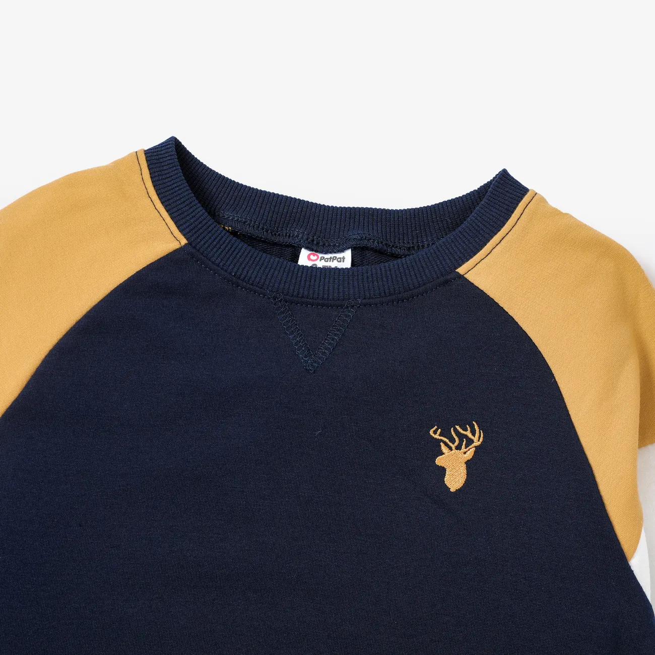 Kid Boy Solid und Stoff Stitching Sweatshirt/Schuhe/Hose tiefes Blau big image 1