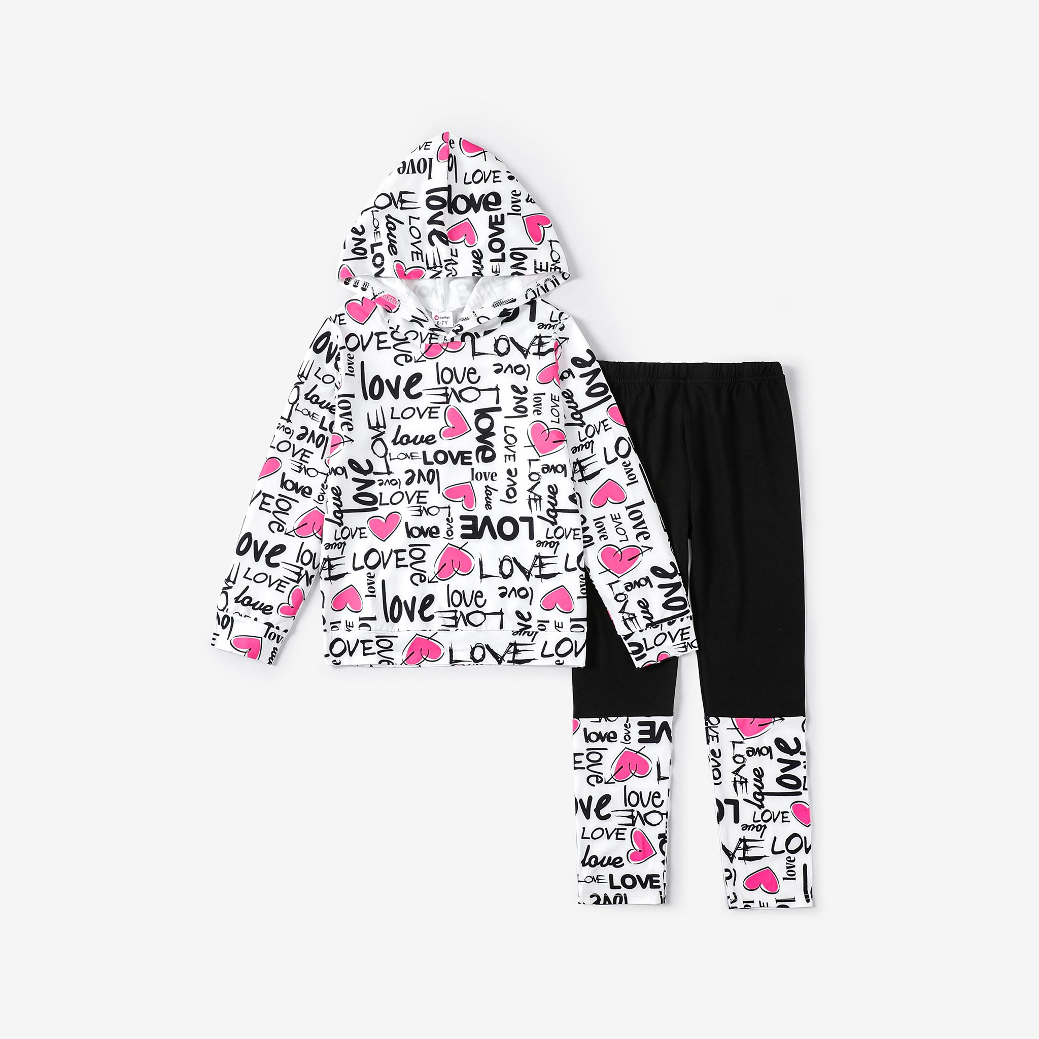 

2PCS Kid Girl Letter Pattern Avant-garde Hooded Set