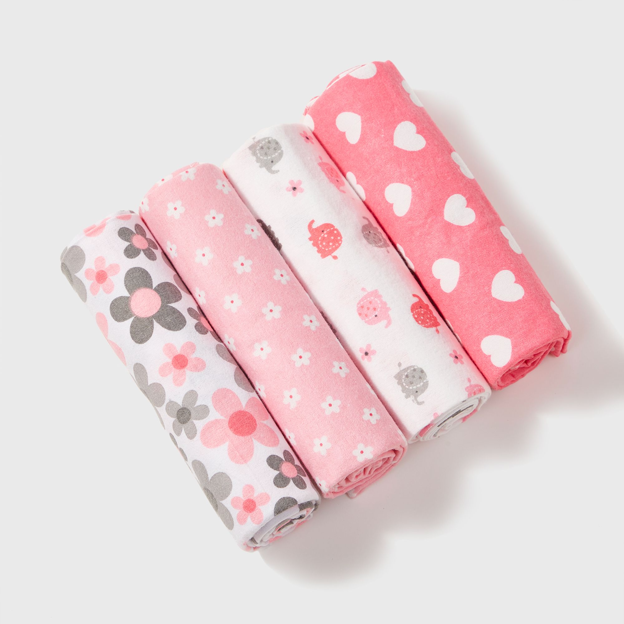 Set of 4 Baby Flannel Blankets - Soft and Cozy Infant Swaddle Blankets