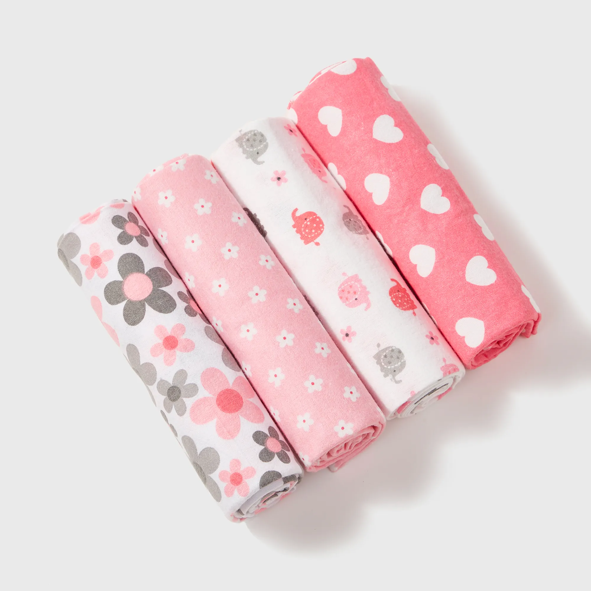  Set of 4 Baby Flannel Blankets - Soft and Cozy Infant Swaddle Blankets