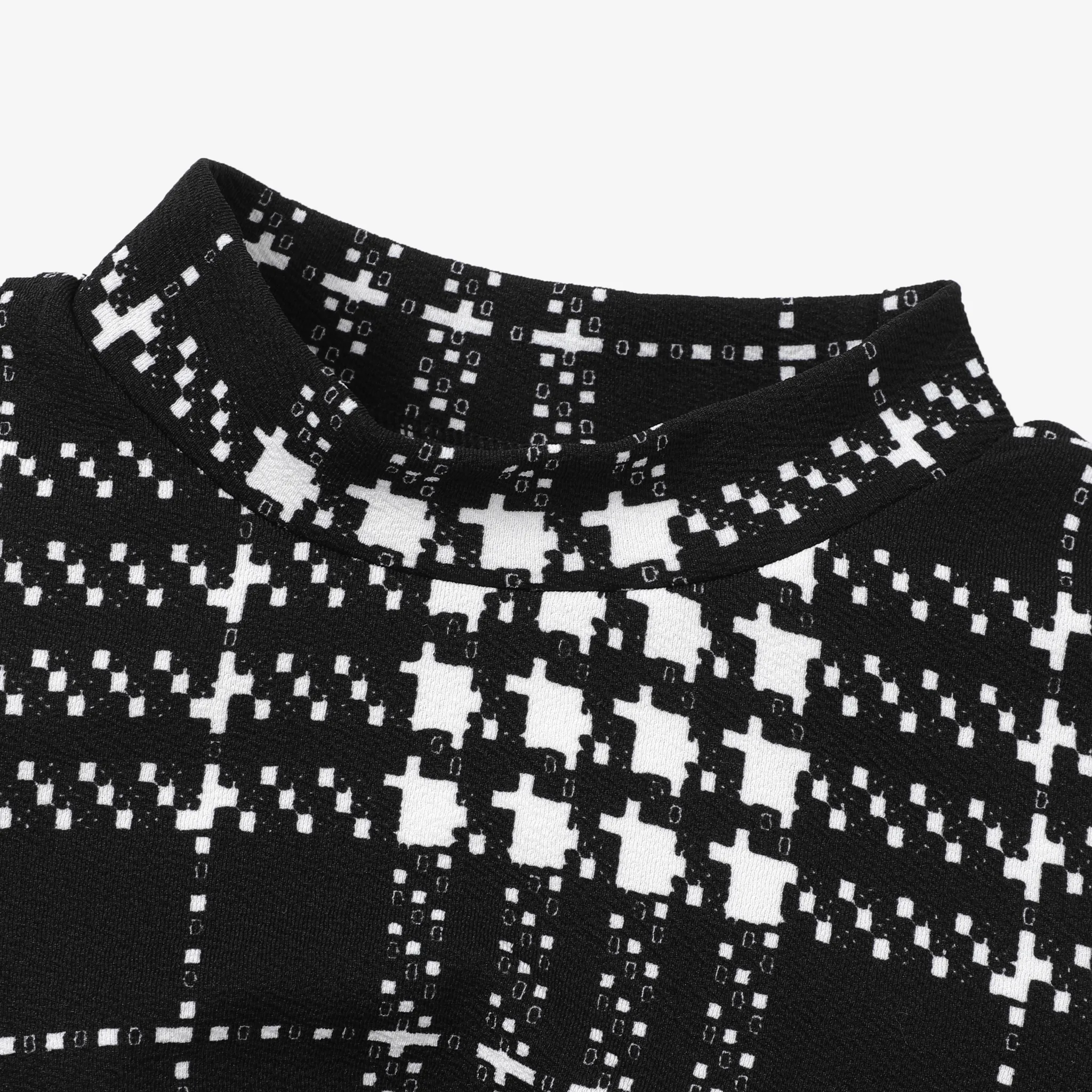 2pcs Kid Girl Avant-garde Grid/Houndstooth Skirt Suit  BlackandWhite image 3