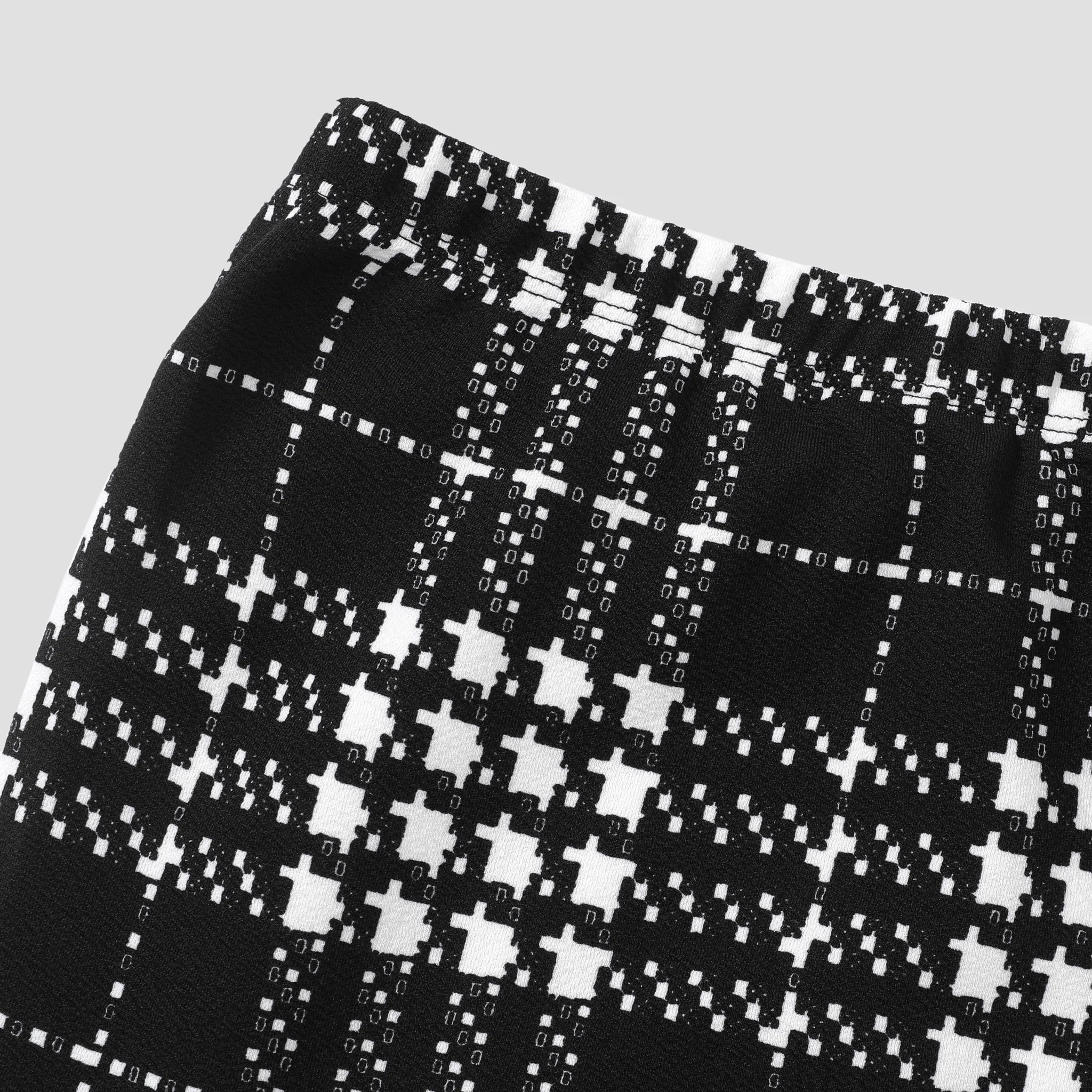 2pcs Kid Girl Avant-garde Grid/Houndstooth Skirt Suit  BlackandWhite image 5