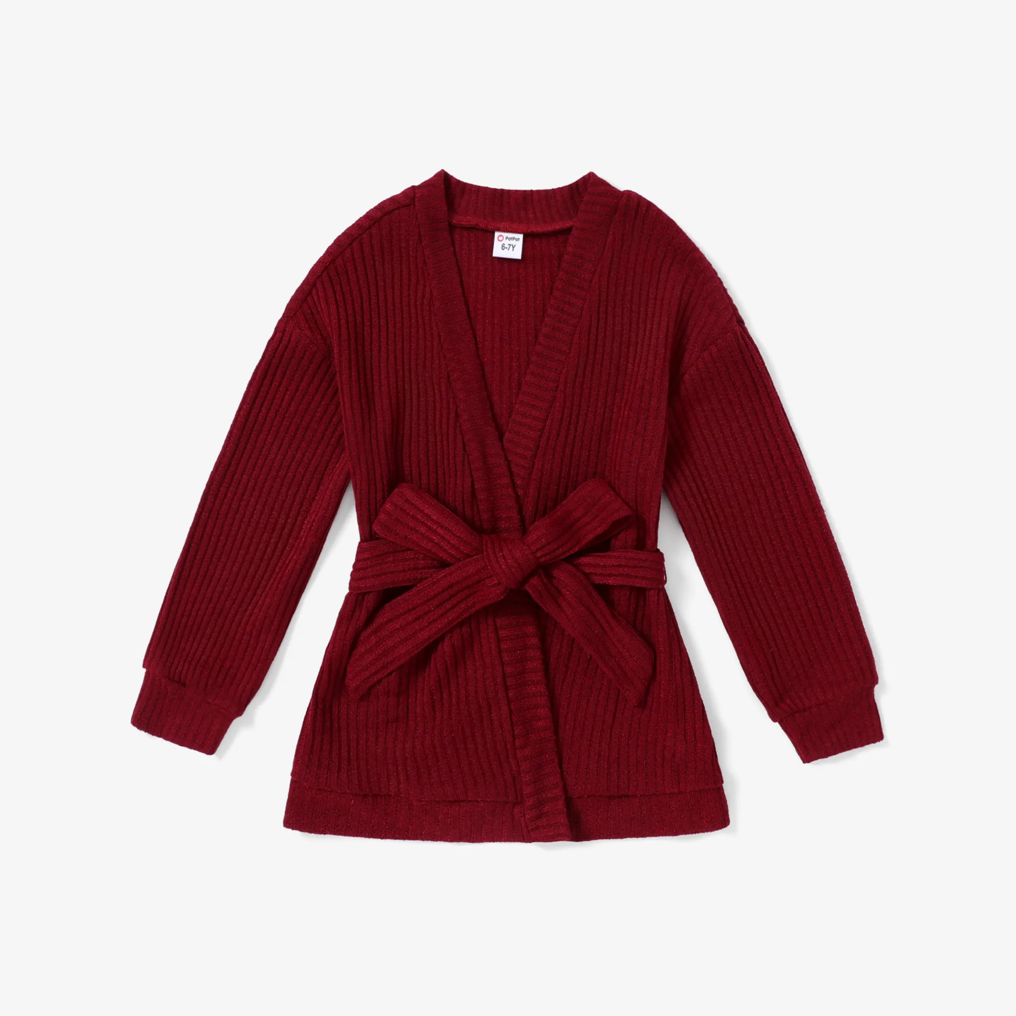  2PCS Kid Girl Solid Color Basic Jacket   Burgundy