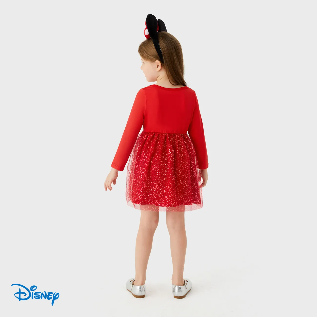 Disney Mickey and Friends Natal Criança Menina Costuras de tecido Infantil Vestidos Vermelho big image 1