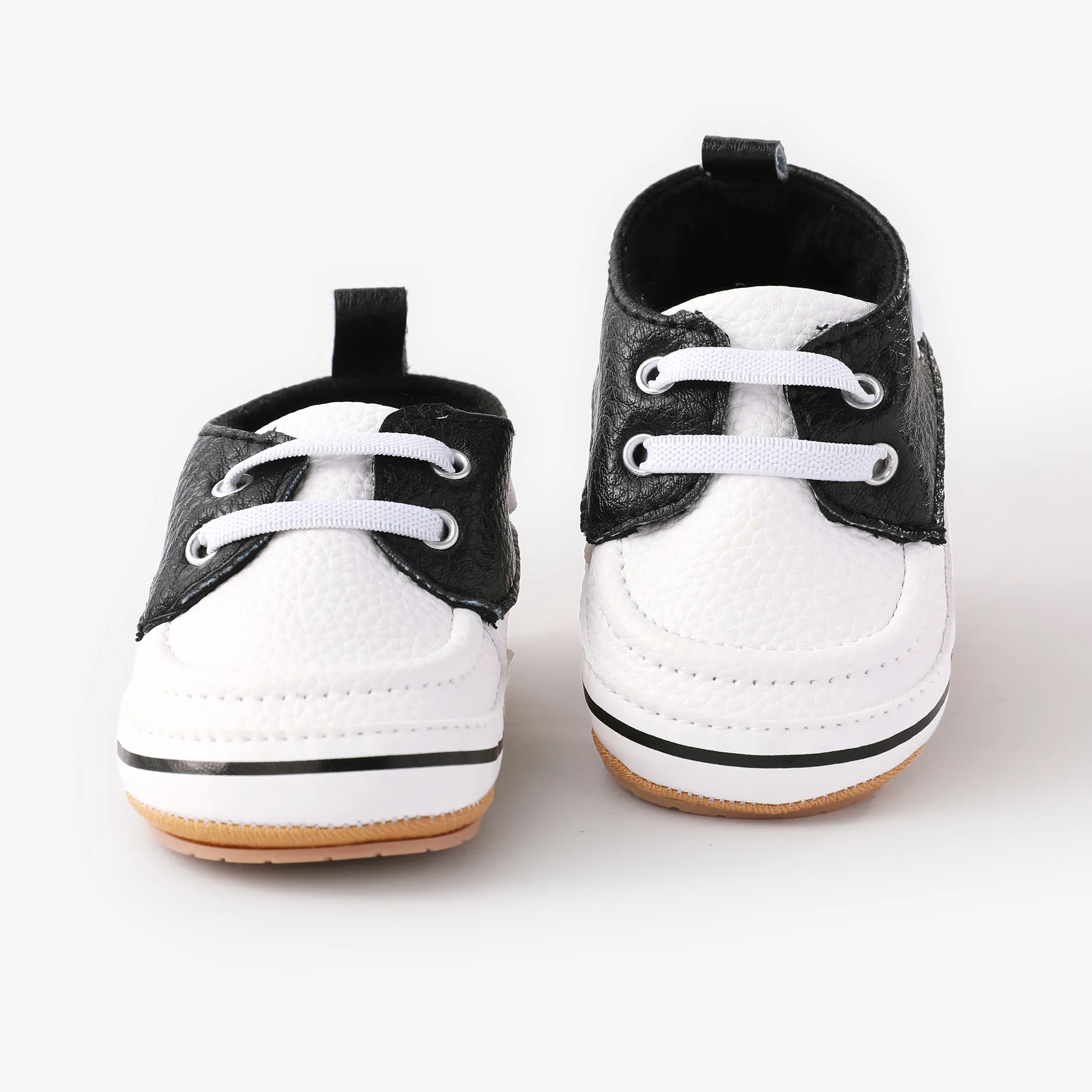 Baby & Toddler Color-block Lace-up Design Soft Sole Prewalker Shoes White image 4
