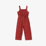Toddler Girl Polka dots Smocked Slip Jumpsuits Red