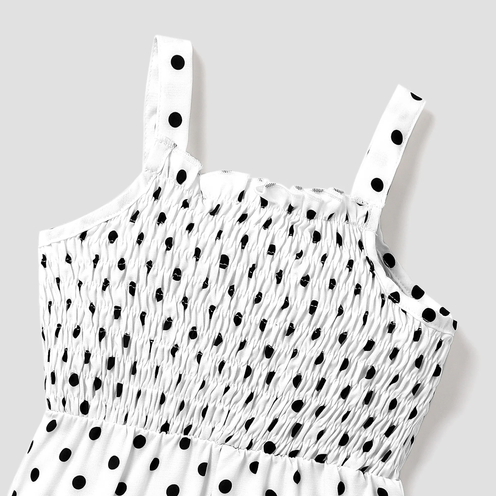 Toddler Girl Polka dots Smocked Slip Jumpsuits  image 3