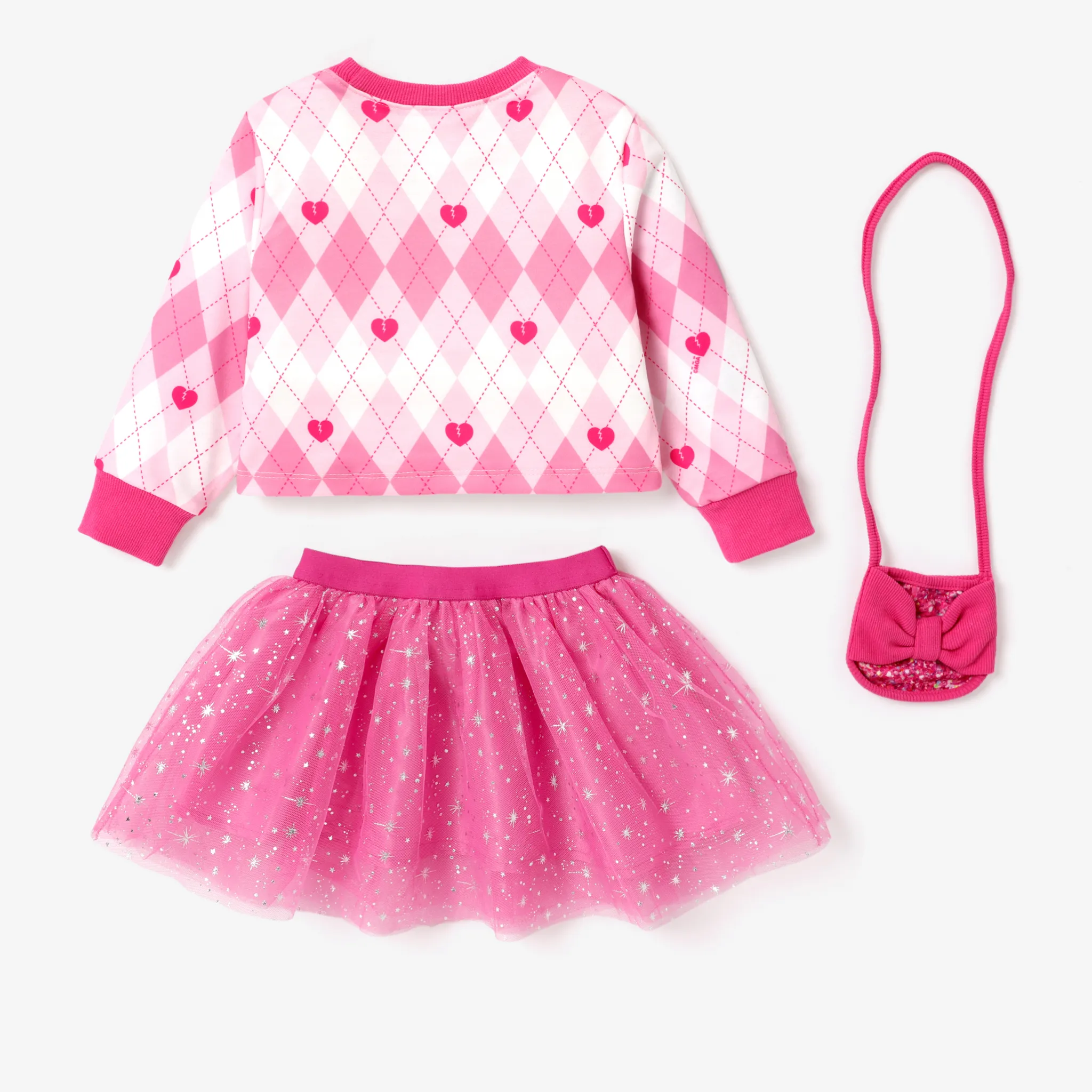 L.O.L. SURPRISE! Toddler Girl Glitter Hem Character Pattern Top with Crossbody Bag Skirt Suit  Roseo image 6