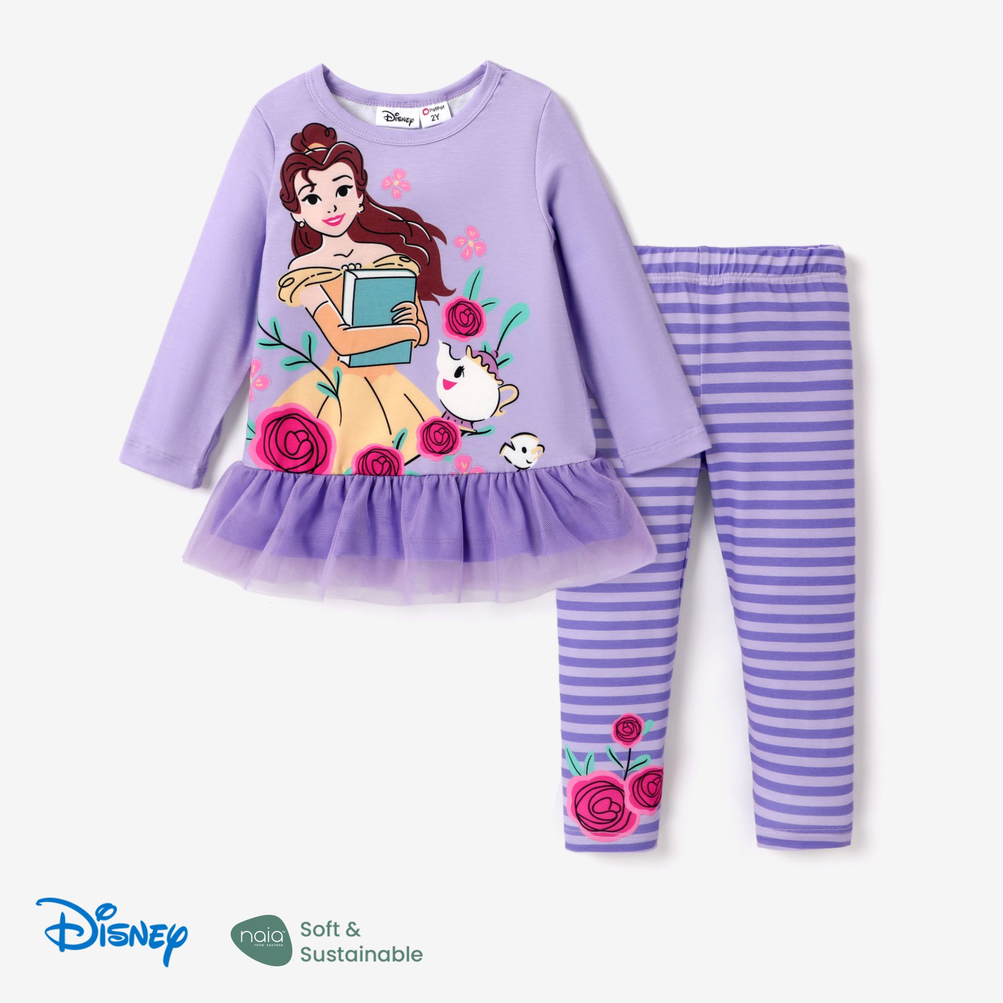 Disney Princess Toddler Girl 2pcs Character Naiaâ¢ Print Peplum Long-sleeve Tee And Pants