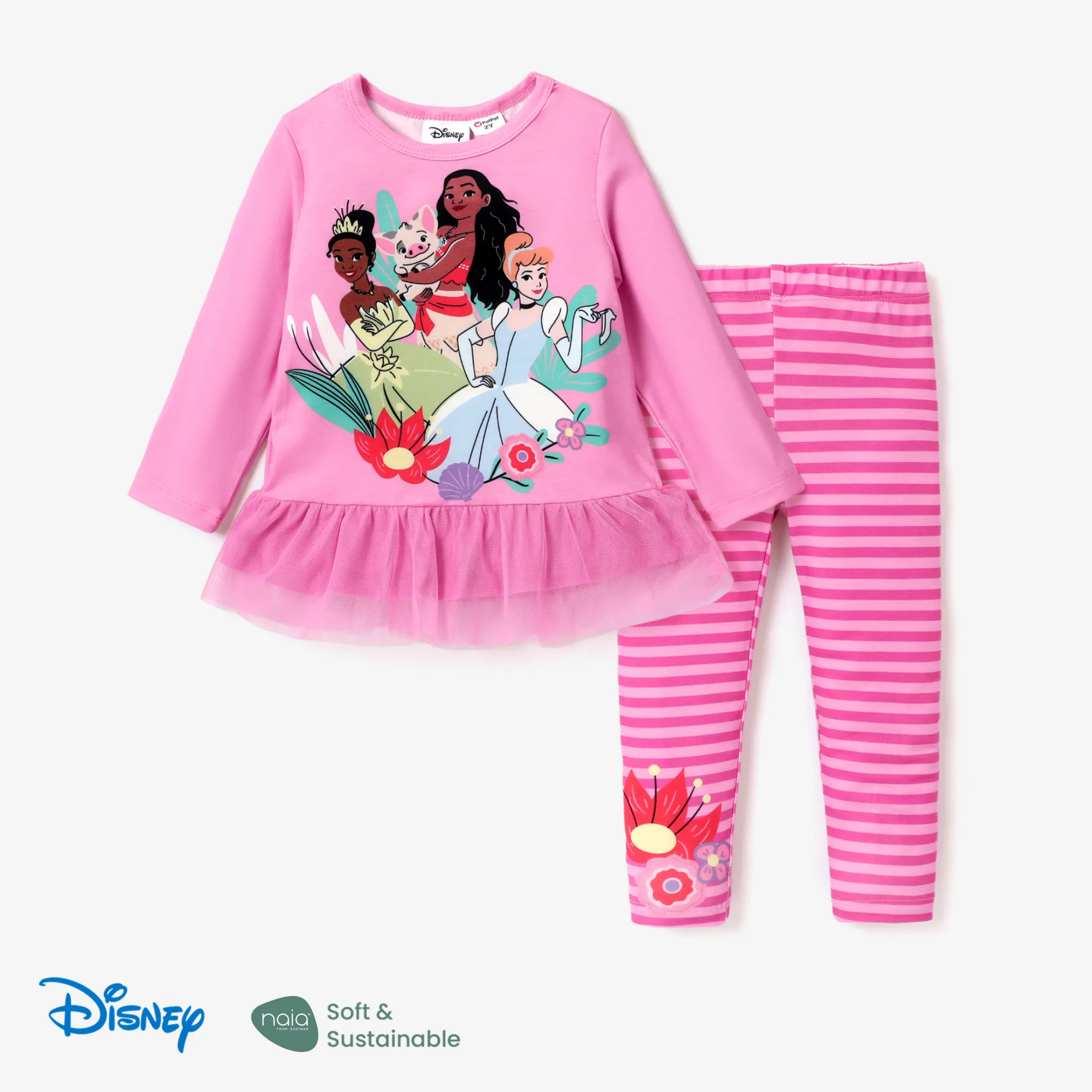 

Disney Princess Toddler Girl 2pcs Character Naia™ Print Peplum Long-sleeve Tee and Pants