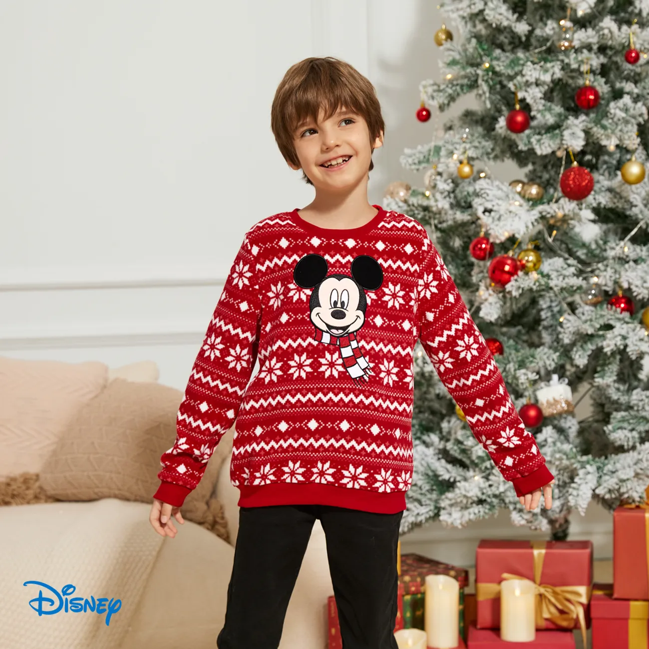 Disney Mickey and Friends Familien-Looks Weihnachten Langärmelig Familien-Outfits Oberteile rot big image 1