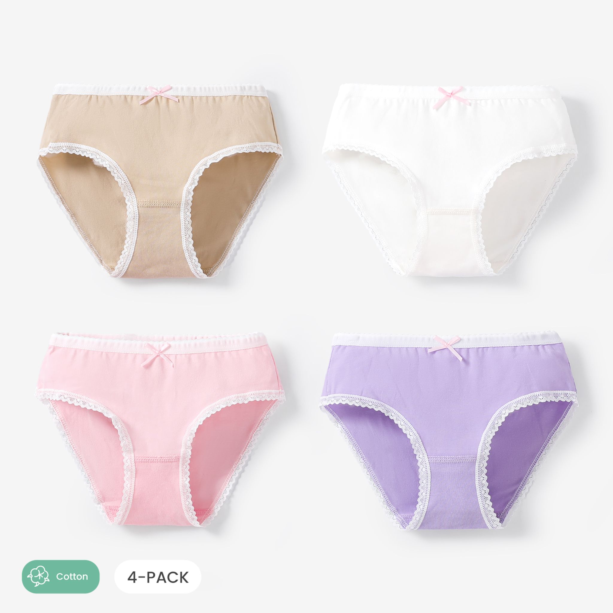 Kid Girl Sweet Solid Color Lace  Underwear Set