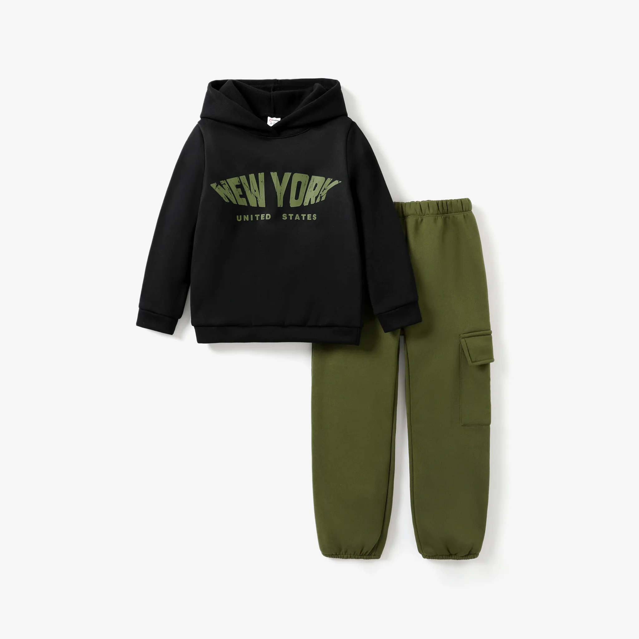 Toddler/Kid Boy Casual Letter Pattern Hooded Set/Shoes/Hat 大童黑