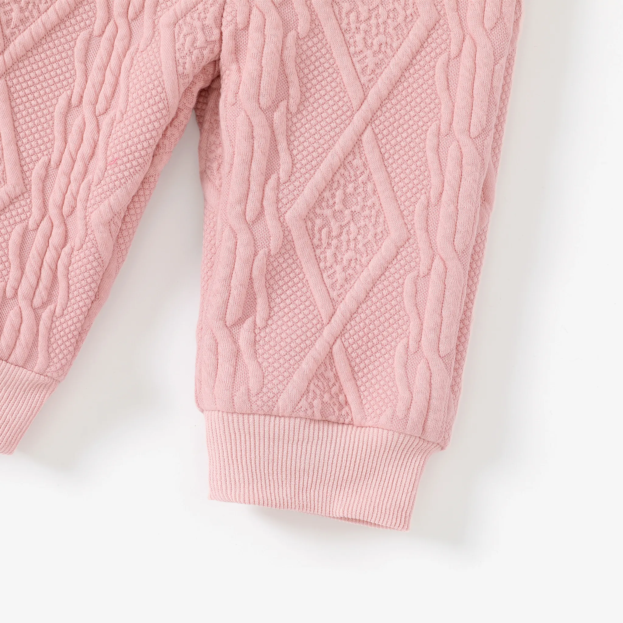   2PCS Baby Girl Solid Color Hyper-Tactile Long Sleeve Set Pink image 4