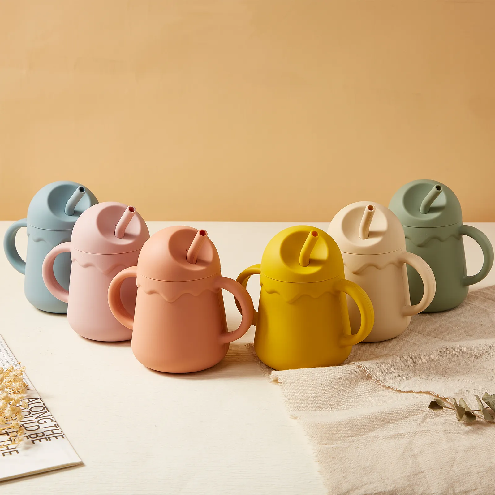 BPA-Free Silicone Sippy Cup & Snack Cup Apricot image 3