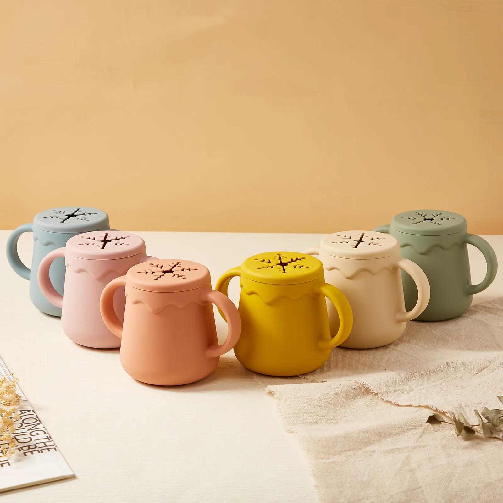 BPA-Free Silicone Sippy Cup & Snack Cup Apricot image 4