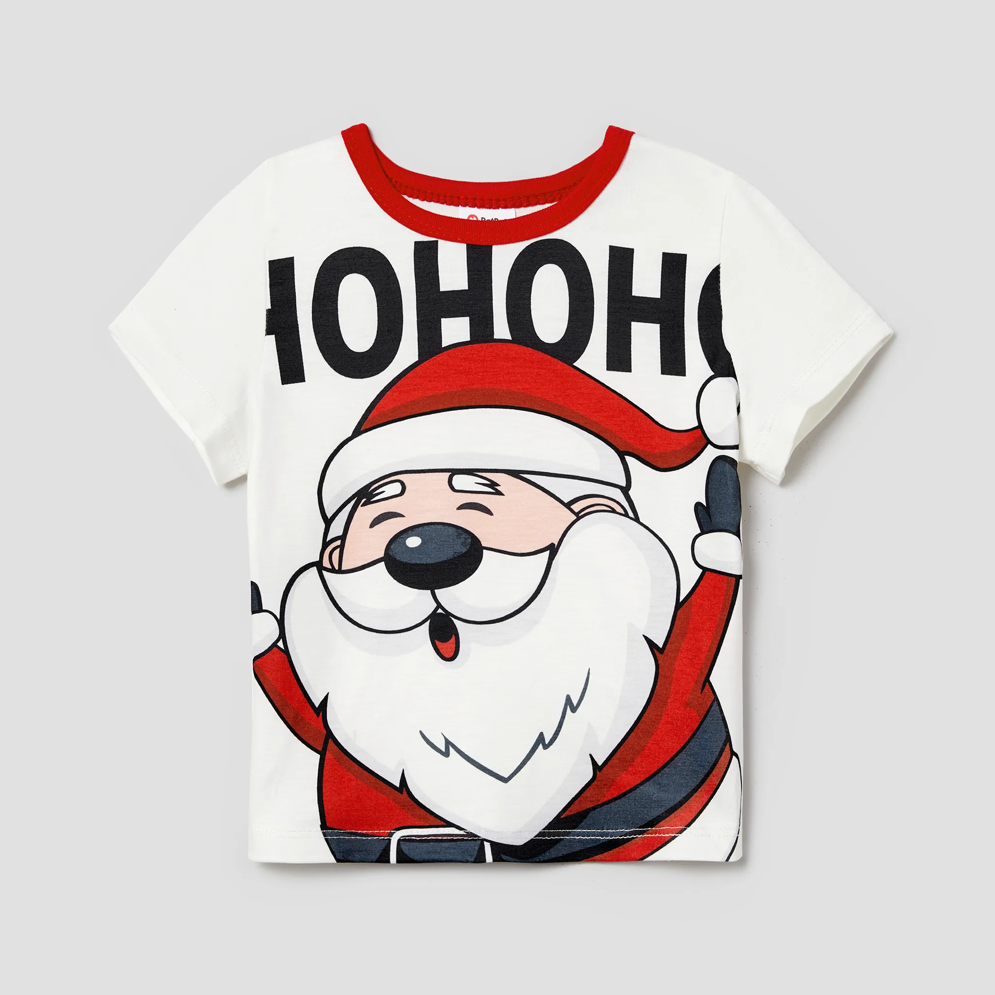 Christmas Family Matching Santa Print Short-sleeve Pajamas Sets(Flame resistant) Red image 3