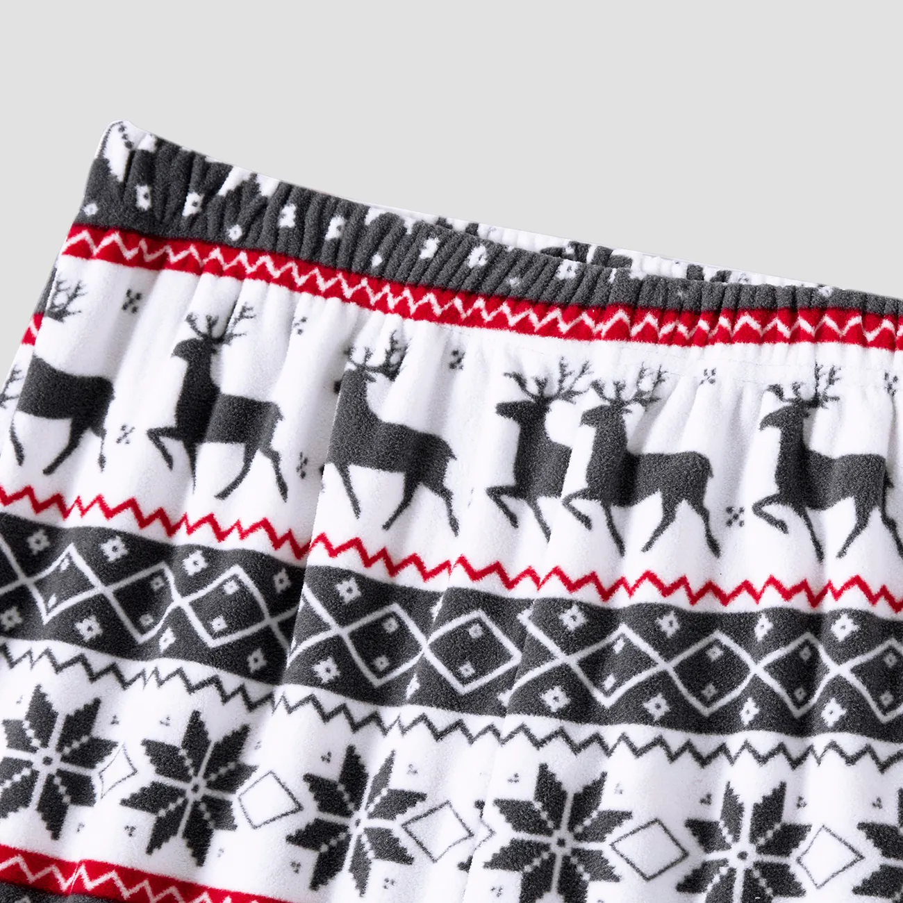 Christmas Family Matching Reindeer & Snowflake All-over Print Long-sleeve Fleece Pajamas Sets(Flame resistant) Grey big image 1