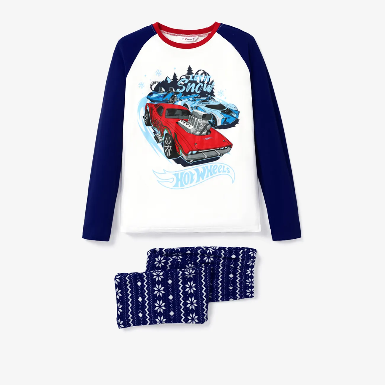 Hot Wheels Christmas Family Matching Character Graphic Sweatshirt and Pants Pajamas Sets Dark Blue big image 1