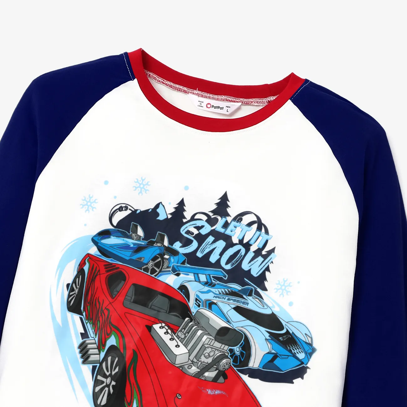 Hot Wheels Navidad Looks familiares Manga larga Conjuntos combinados para familia Pijamas (Flame Resistant) Azul oscuro big image 1