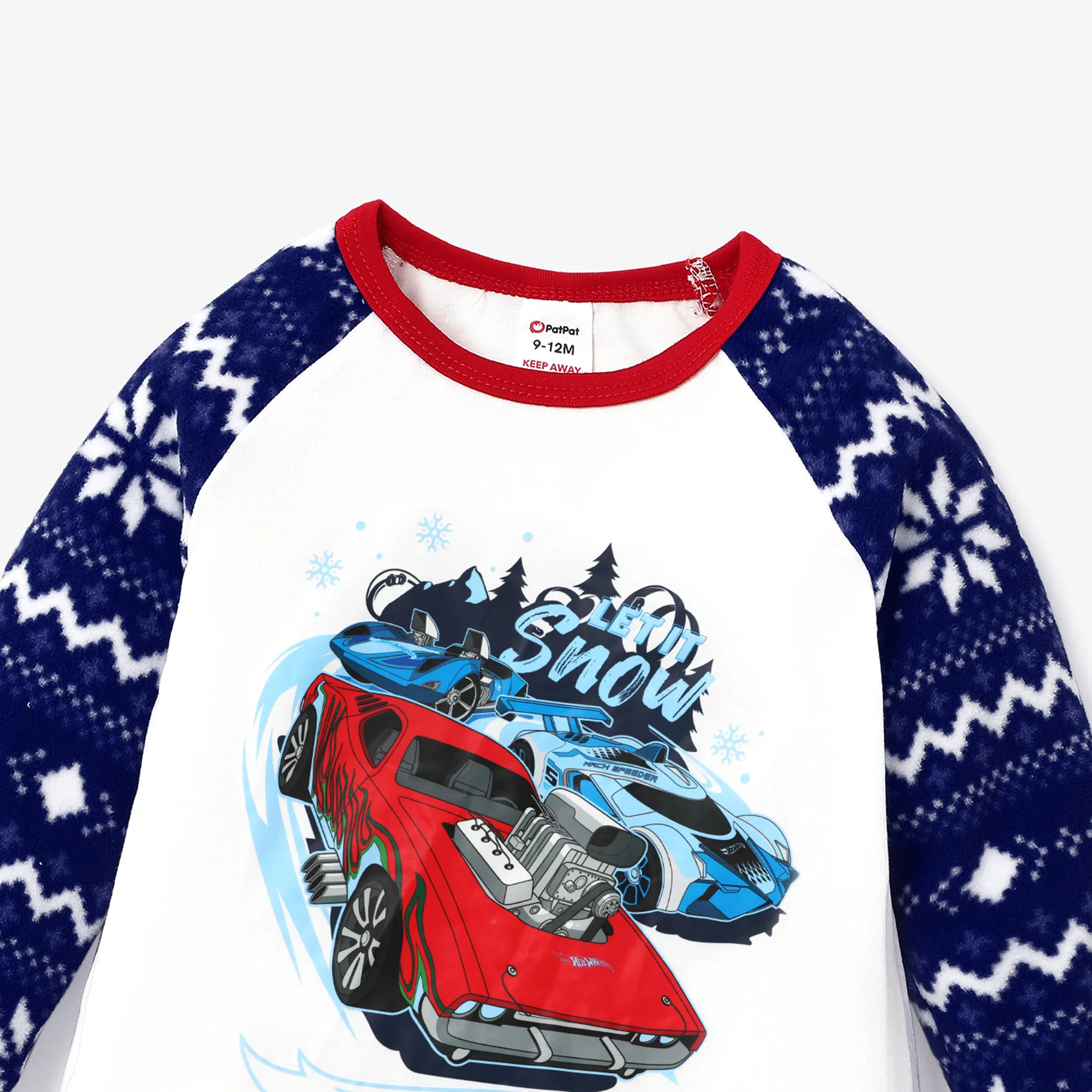 Hot Wheels طقم بيجامة إطلالة العائلة للجنسين كم طويل خياطة النسيج مركبة الكريسماس أزرق غامق image 2