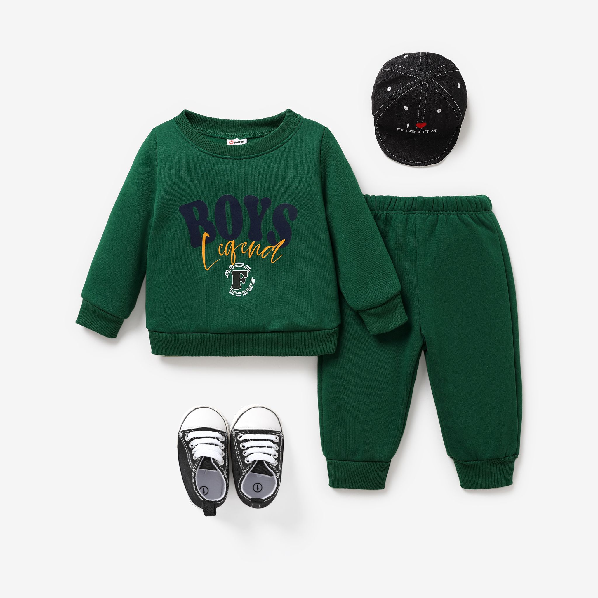 Baby Boy Casual Solid Letter Set/Shoes/Hat