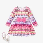 Toddler Girl Hyper-Tactile 3D Geometric Pattern Bowknot design Dress  Colorful