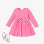 Toddler Girl Hyper-Tactile 3D Geometric Pattern Bowknot design Dress  Pink