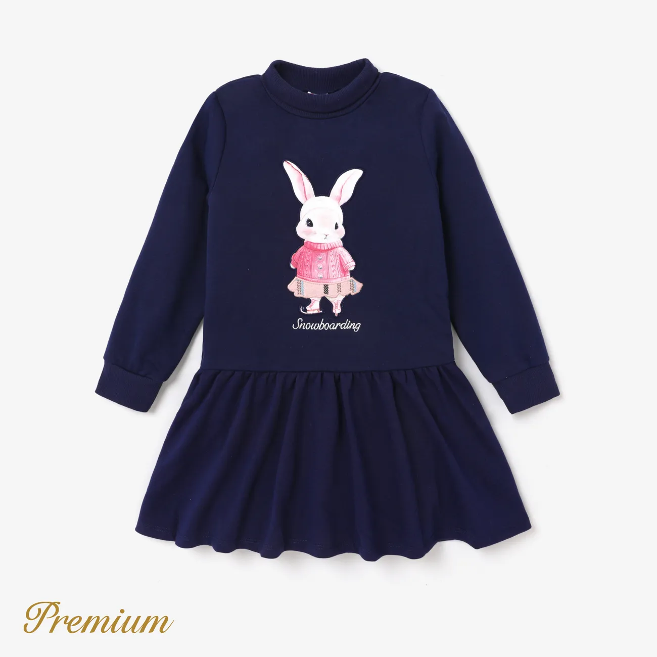 Kid Girl Elegant Rabbit Animal Pattern Collar Dress   big image 1
