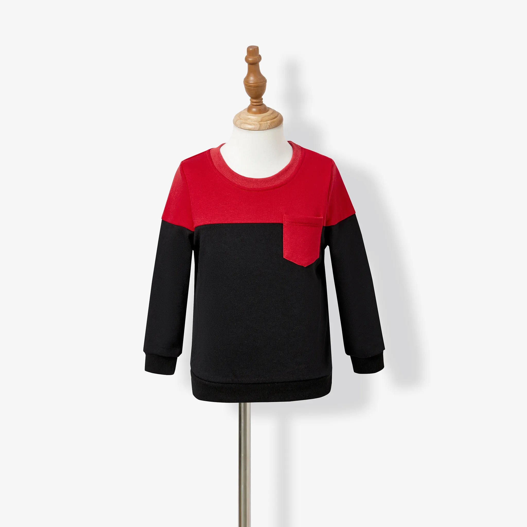 Christmas Family Matching Color-block Tops & Rose Pattern Dresses Sets Red image 6