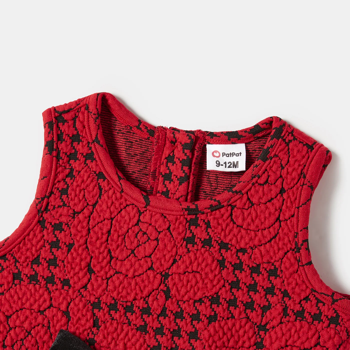 Christmas Family Matching Color-block Tops & Rose Pattern Dresses Sets Red image 3
