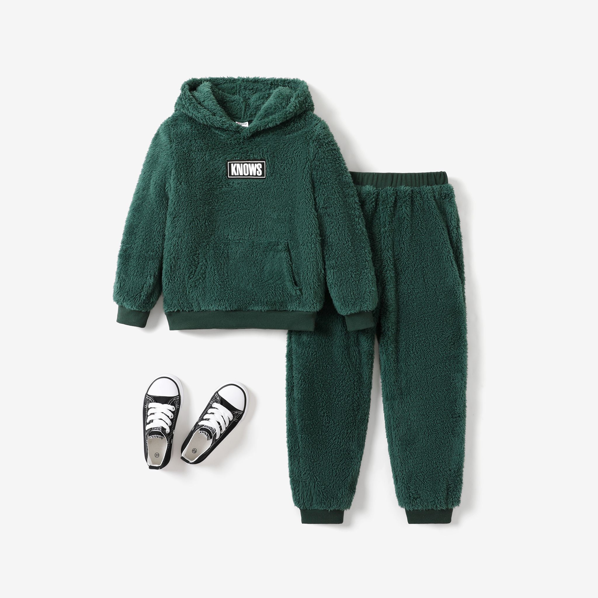 

2pcs Kid/Toddler Boy Casual Solid Hooded Set/Shoes