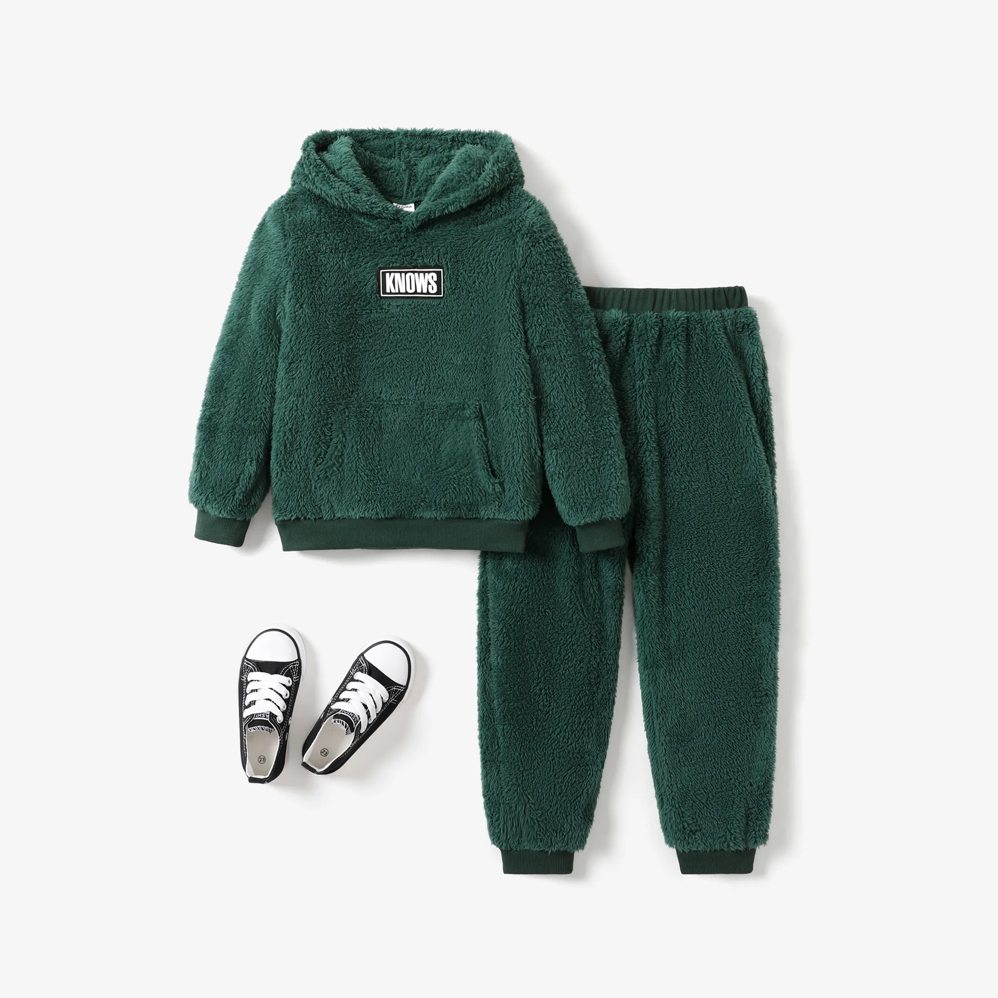 2pcs Kid/Toddler Boy Casual Solid Hooded Set/Shoes 