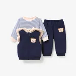 3pcs Baby Boy Childlike Bear Pattern Fluffy Hooded Set  image 3