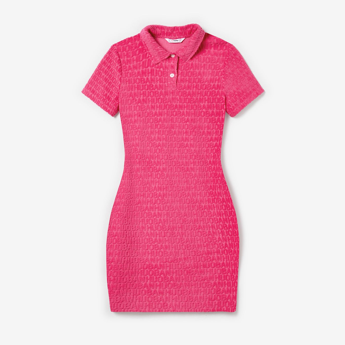 Maman & Moi Trendy Pink Letters Pattern Col à Revers Polo Slim Robes